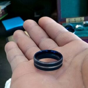Stainless Steel Blue and Black Men's Ring